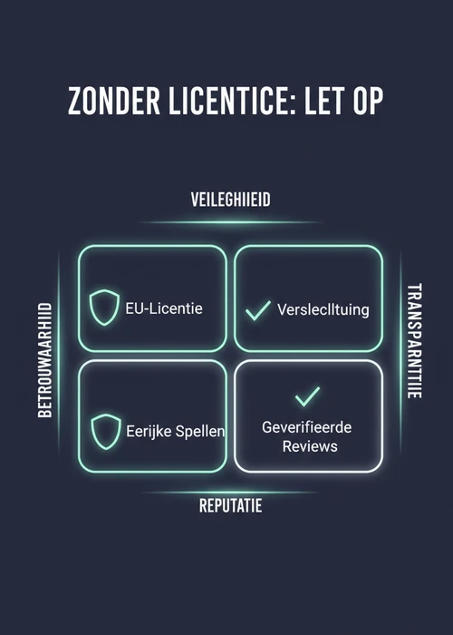Snelle uitbetaling zonder licentie: let op EU-licentie, versleuteling, eerlijke spellen en geverifieerde reviews als kwadrant.