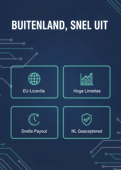 Buitenland met snelle uitbetaling in stat-tegels: EU-licentie, hoge limieten, snelle payout en NL geaccepteerd.